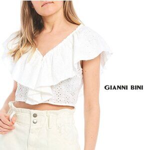 🎩🗝️ NWT $49 GB Woven Corset Eyelet Top - Size Small